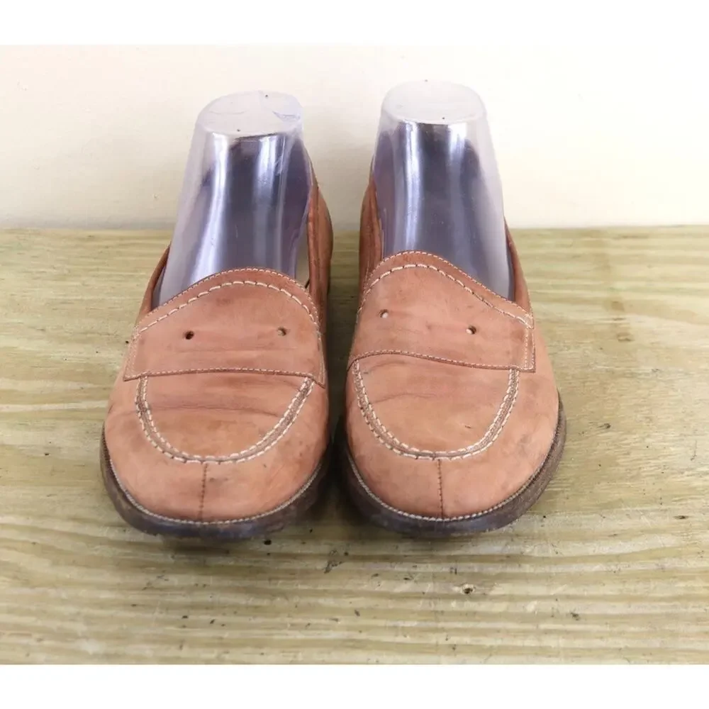 Manolo Blahnik Shoes Womens 40 Brown Leather Loafers Flats Slip Ons Italy